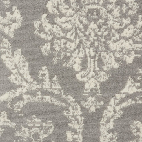2' X 4' Gray Damask Power Loom Area Rug
